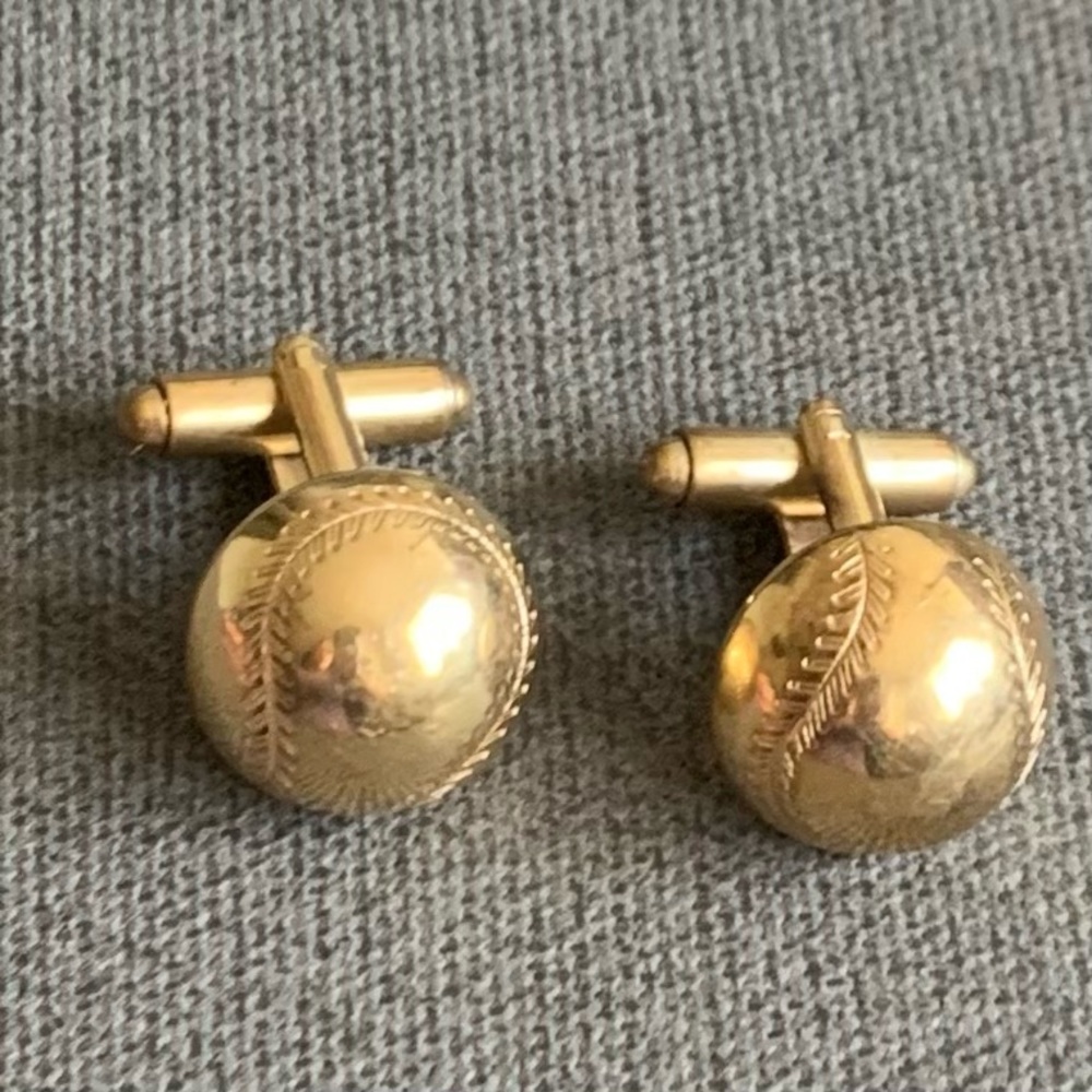 Baseball Gold Tone Cuff Links
